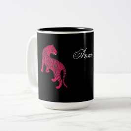 Caneca De Café Em Dois Tons Tigre Rosa, Gato Selvagem