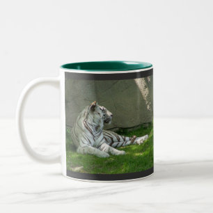 Caneca De Café Em Dois Tons Tigres brancos