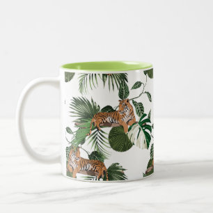 Caneca De Café Em Dois Tons Tigres Na Selva