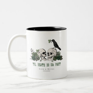 Caneca De Café Em Dois Tons Til Death Gothic Dia de São Patrício Crânio Floral