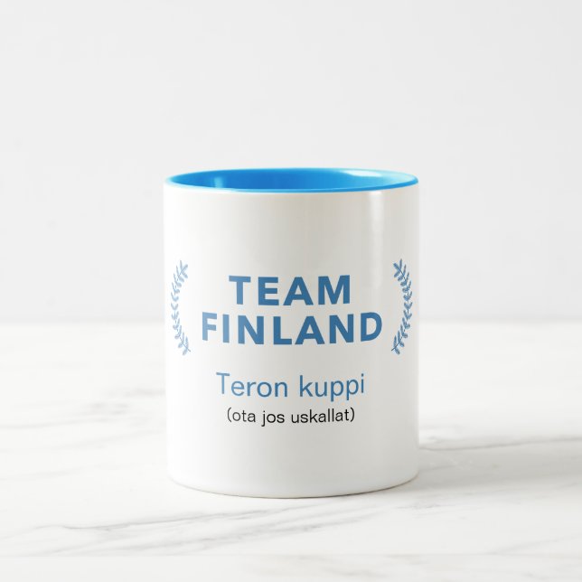 Caneca De Café Em Dois Tons Time Finlândia + nome (Centro)