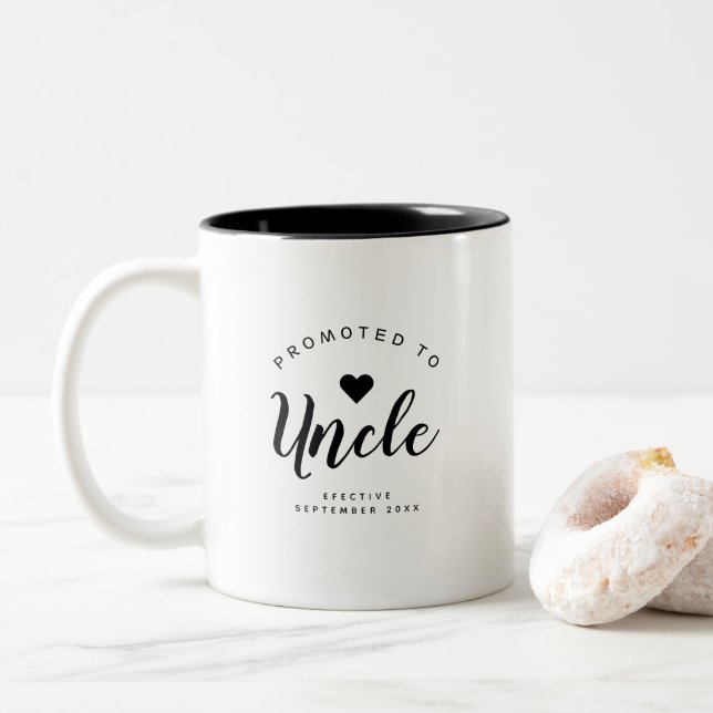 Caneca De Café Em Dois Tons Tio | Anúncio personalizado de novo bebê (Com Donut)
