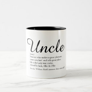 Caneca De Café Em Dois Tons Tio, Definição de Funcle Script Preto e Branco