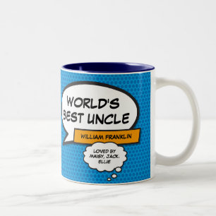 Caneca De Café Em Dois Tons Tio Divertido Legal Moderno Tipográfico Azul