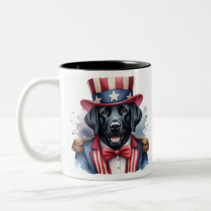 Caneca De Café Em Dois Tons Tio Patriótico Personalizado Sam Black Labrador Mu