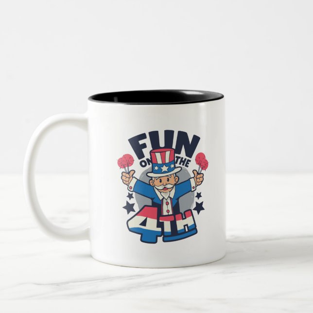 Caneca De Café Em Dois Tons Tio Sam Feliz Dia 4 de Julho (Esquerda)