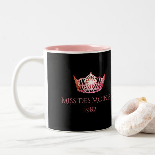 Caneca De Café Em Dois Tons Tipo Miss América Nome Personalizado Coral Crown M