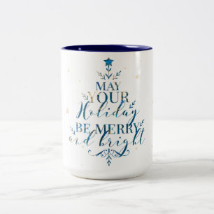 Caneca De Café Em Dois Tons Tipografia da Árvore de Natal Magia Elegante