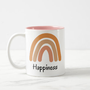 Caneca De Café Em Dois Tons Tipografia da felicidade do arco-íris moderno