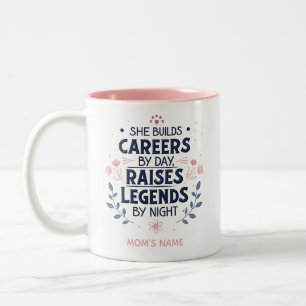 Caneca De Café Em Dois Tons Tipografia de Citação de Mãe Editável – Carreira &
