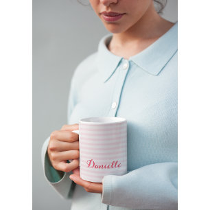 Caneca De Café Em Dois Tons Tipografia de Nomes Personalizados Elegante com Li