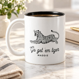 Caneca De Café Em Dois Tons Tipografia Minimalista Legal Personalizada Tigre