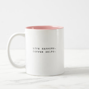 Caneca De Café Em Dois Tons Tipografia Moderna e Divertida A Vida Acontece Dit