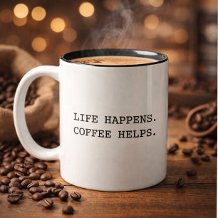 Caneca De Café Em Dois Tons Tipografia Moderna e Divertida A Vida Acontece Dit