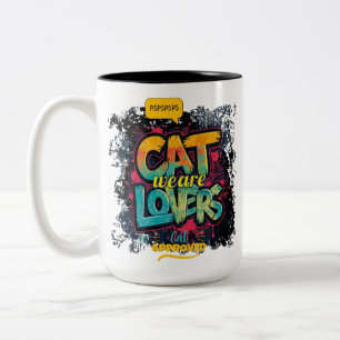 Caneca De Café Em Dois Tons Tipografia Neon Grafite Amantes de Gatos Arte Pop