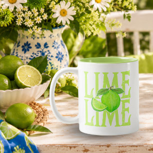 Caneca De Café Em Dois Tons Tipografia Ousada de Lima com Lima Verde e Cunhas