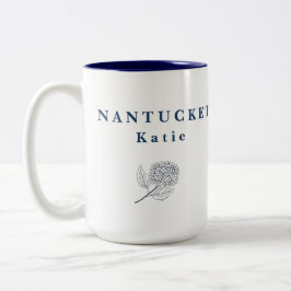 Caneca De Café Em Dois Tons Tipografia Personalizada de Nantucket Hydrangea