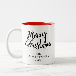 Caneca De Café Em Dois Tons Tipografia Simples e Elegante Nome da Família de N