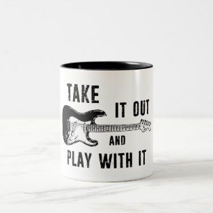 Caneca De Café Em Dois Tons Tire-o e Brinque com Ele Guitarra