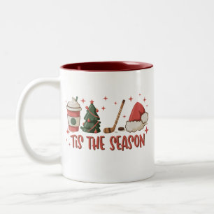 Caneca De Café Em Dois Tons Tis The Season Hockey Winter Sports Holiday