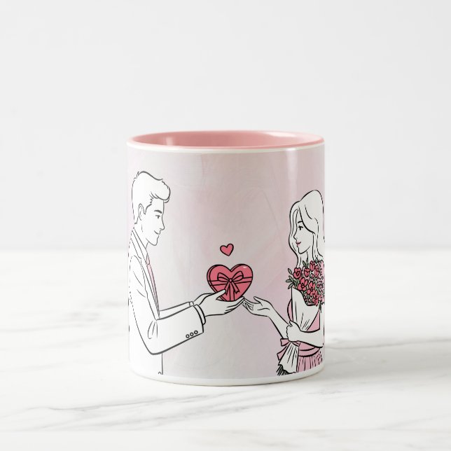 Caneca De Café Em Dois Tons Title: First Valentine’s Day Together Personalized (Centro)