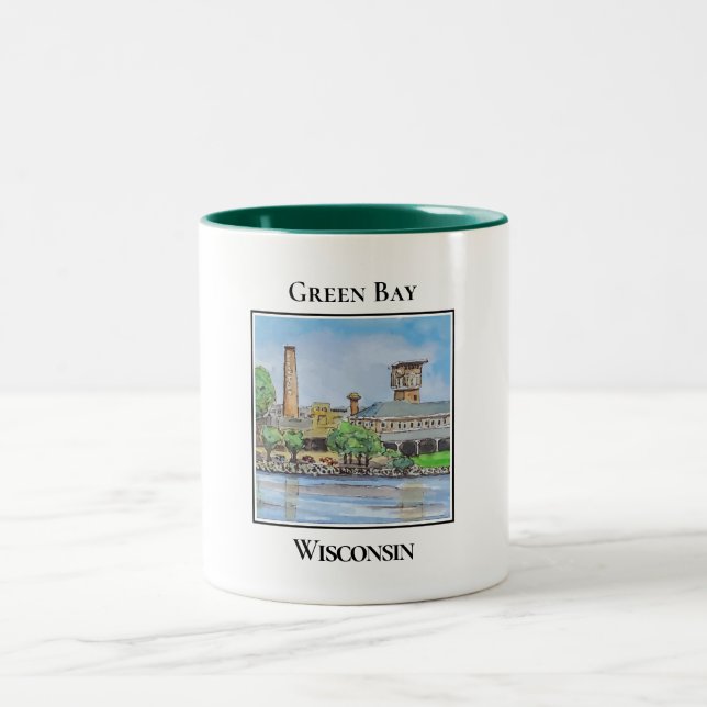 Caneca De Café Em Dois Tons Titletown, Green Bay Wisconsin (Centro)