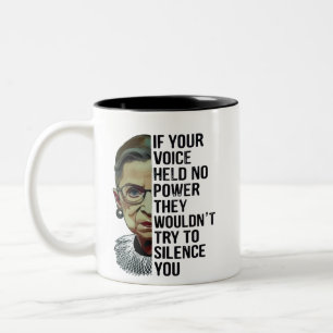 Caneca De Café Em Dois Tons Título: Se Sua Voz Não Teve Poder Citação Feminist