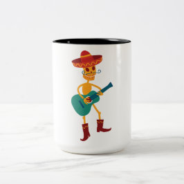 Caneca De Café Em Dois Tons Toca violão esqueleto festivo