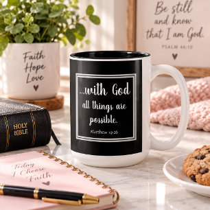 Caneca De Café Em Dois Tons Todas as Coisas São Possíveis Preto e Branco Inspi