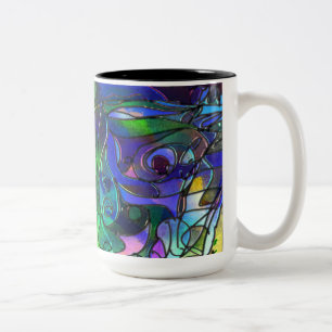 Caneca De Café Em Dois Tons Todas as cores com espirais e linhas