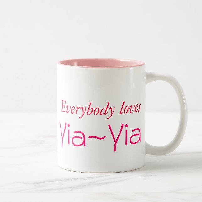 Caneca De Café Em Dois Tons Todos ama, Yia~Yia (Direita)