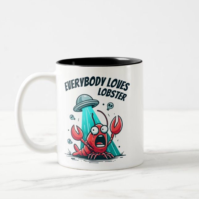 Caneca De Café Em Dois Tons Todos amam lagosta - abdução (Esquerda)