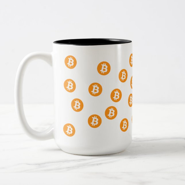 Caneca De Café Em Dois Tons Token de Cripto BTC Wave Bitmoeda (Esquerda)