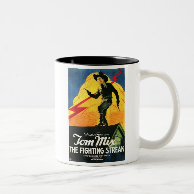 Caneca De Café Em Dois Tons Tom Mix o cartaz cinematográfico 1922 de combate (Direita)