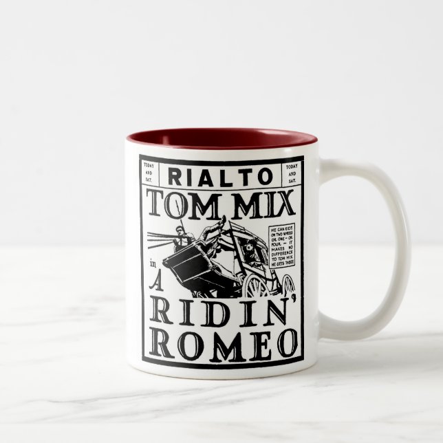 Caneca De Café Em Dois Tons Tom Mix Ridin Romeo 1921 (Direita)