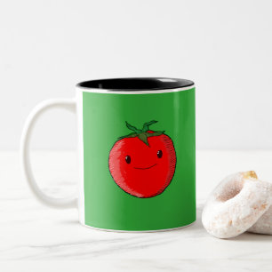 Caneca De Café Em Dois Tons Tomate de Cartoon