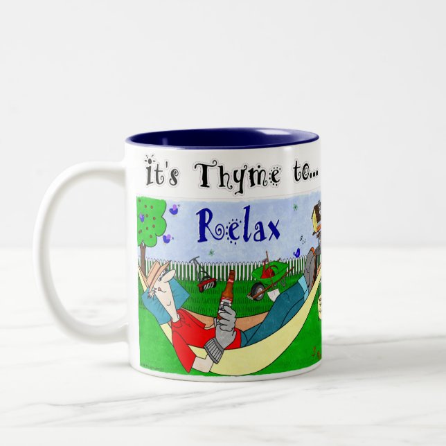 Caneca De Café Em Dois Tons Tomilho (tempo) para relaxar - Ralphie (Esquerda)