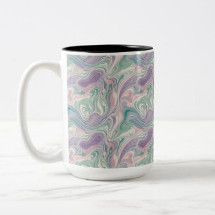 Caneca De Café Em Dois Tons Tonalidade de Azul-verde e Roxo Mármore Abstrato E