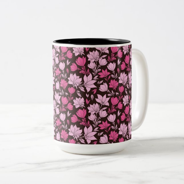 Caneca De Café Em Dois Tons Toneladas de Magnolia Rosa (Frente Esquerda)