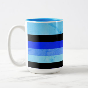 Caneca De Café Em Dois Tons Tons de Listras de Mármore Azul com Preto