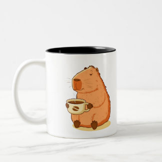 Caneca De Café Em Dois Tons Too Cozy to Care Capybara Coffee T-Shirt | Cute Co