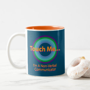 Caneca De Café Em Dois Tons Toque-me, sou um Raio Radial não-verbal BG
