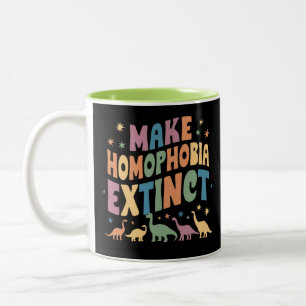 Caneca De Café Em Dois Tons Torne a Homofobia Extinta Orgulho de Dinossauro LG