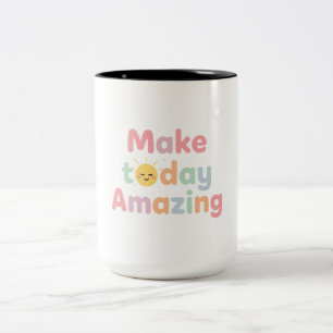 Caneca De Café Em Dois Tons Torne Hoje Incrível Design Pastel Fofo