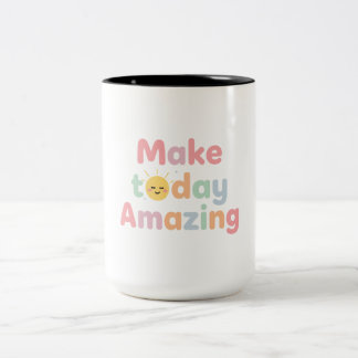 Caneca De Café Em Dois Tons Torne Hoje Incrível Design Pastel Fofo
