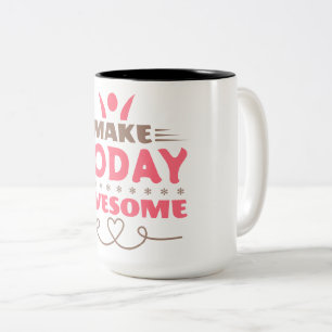 Caneca De Café Em Dois Tons Torne o Dia Incrível Tipografia Retro