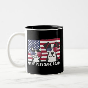 Caneca De Café Em Dois Tons Torne Os Animais Seguros Novamente Trump Harris De