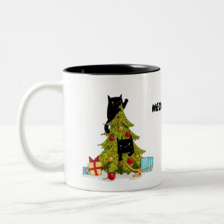 Caneca De Café Em Dois Tons Torneira de Natal, Gatos Pretos