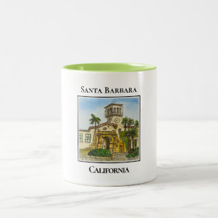 Caneca De Café Em Dois Tons Torre Colonial Espanhola, Torre de Relógio, Papais