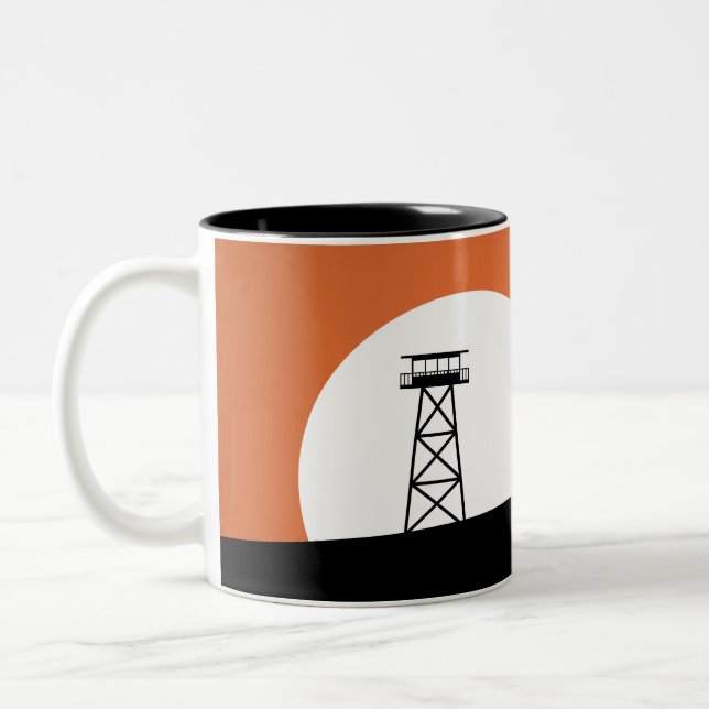 Caneca De Café Em Dois Tons Torre de Pesquisa de Fogo Sunset (Esquerda)